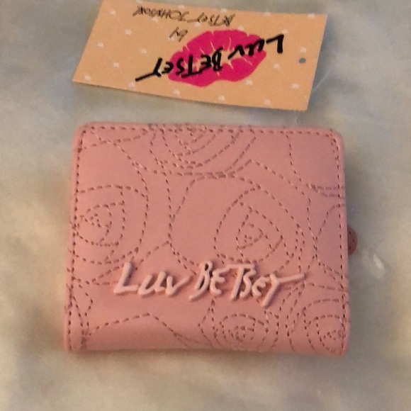 Betsey Johnson Luv Betsey Snap Card Wallet Blush Tonal Stitched Rose Pattern NWT - Picture 15 of 16